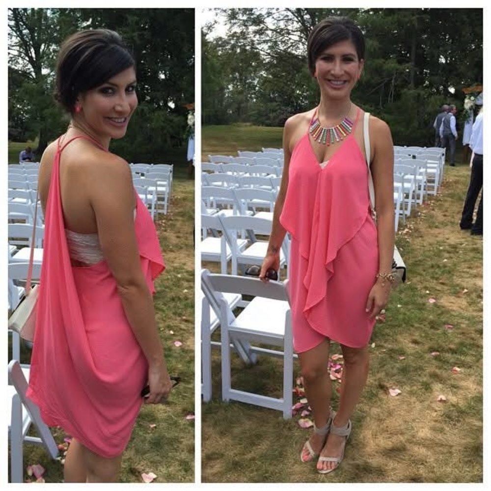 Pink Asymmetrical Ruched Sundress